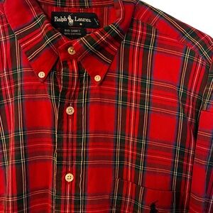 Vintage Polo Ralph Lauren Big Shirt XL Big & Tall Oxford Plaid 90s